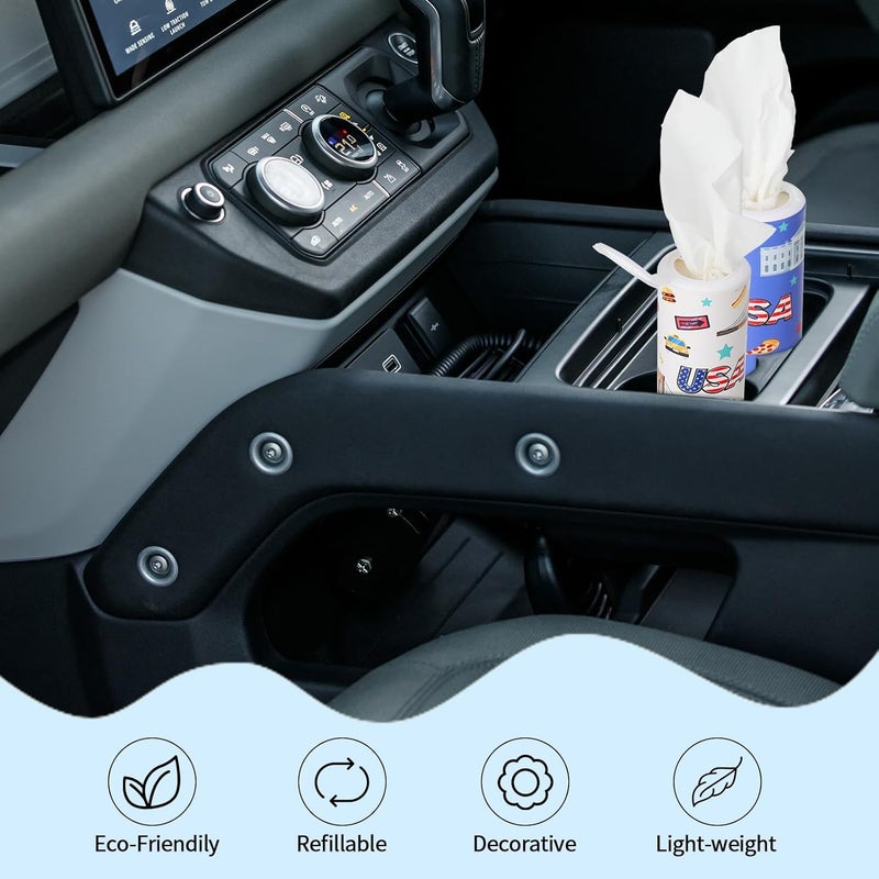 CarsonWorks Car Tissues Cylinder 4 Packs Round Tissue Box Holder Perfect for Car Cup Holder, Refill Car Tissue Box Round Container with Refill Tissues for Car Bathroom Office - Image 5